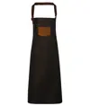 Grembiule con pettorina in denim effetto cerato con ecopelle Division Premier