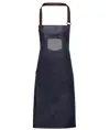 Grembiule con pettorina in denim effetto cerato con ecopelle Division Premier