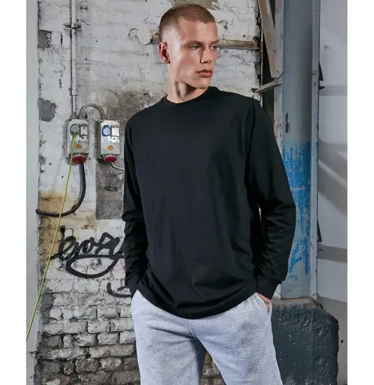 Maglia biologica a maniche lunghe con polsini a costine Build Your Brand