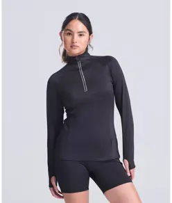 Maglia Cool Flex da donna a mezza zip lunga AWDis Just Cool