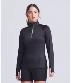 Maglia Cool Flex da donna a mezza zip lunga AWDis Just Cool