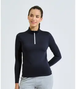 Maglia donna TriDri® riciclata garzata a maniche lunghe con zip a ¼ TriDri