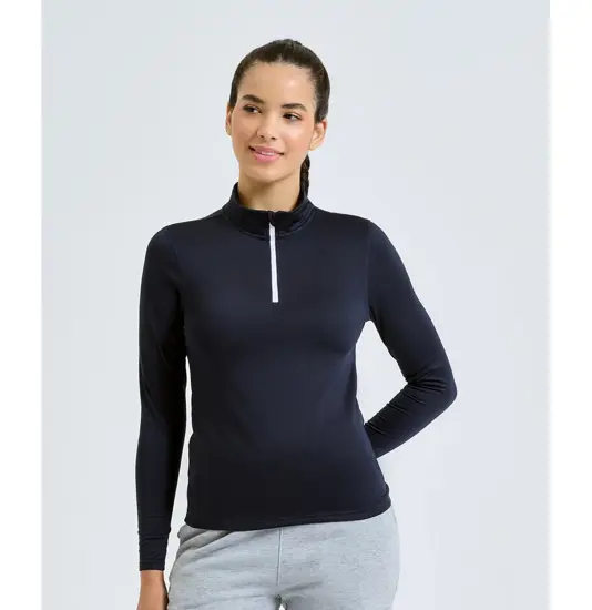 Maglia donna TriDri® riciclata garzata a maniche lunghe con zip a ¼ TriDri