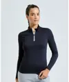 Maglia donna TriDri® riciclata garzata a maniche lunghe con zip a ¼ TriDri