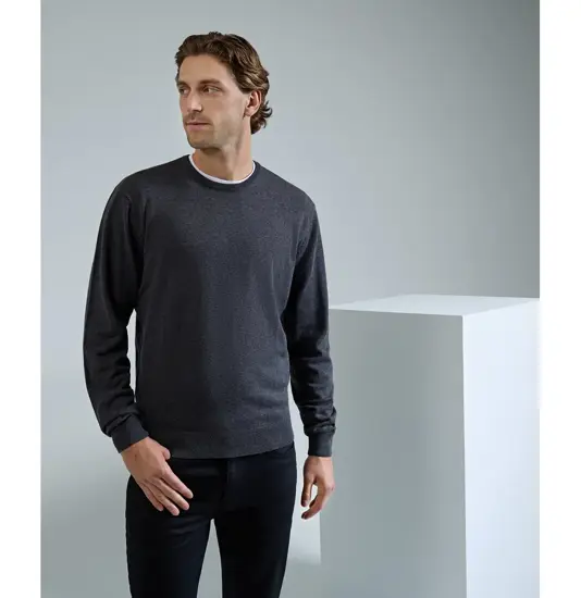 Maglione a girocollo in maglia ricco di cotone Premier