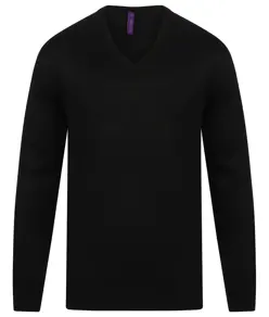 Maglione con scollo a V in acrilico effetto cashmere Henbury