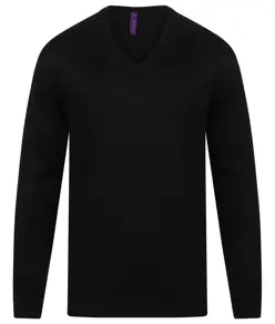 Maglione con scollo a V in acrilico effetto cashmere Henbury