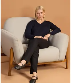 Maglione in maglia con scollo a V donna Premier