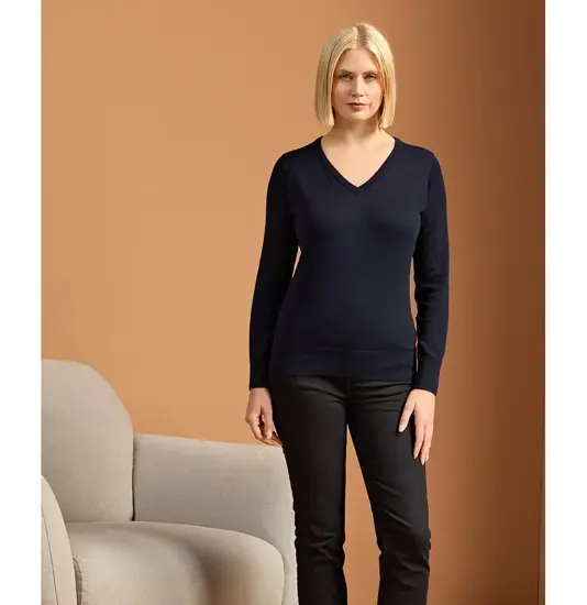 Maglione in maglia con scollo a V donna Premier