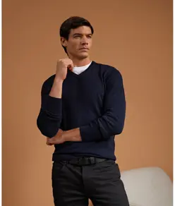 Maglione in maglia con scollo a V Premier
