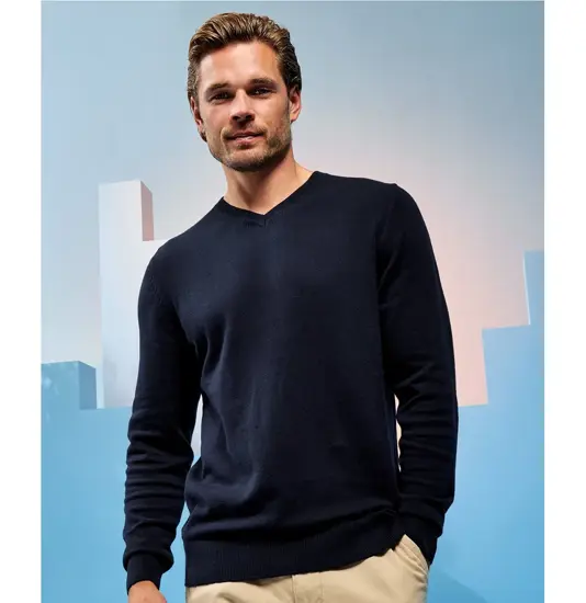 Maglione uomo con scollo a V in misto cotone Asquith & Fox