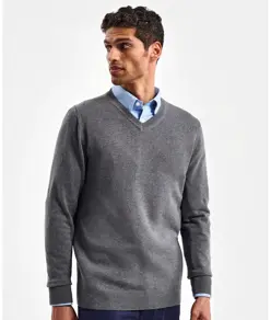 Maglione uomo con scollo a V in misto cotone Asquith & Fox