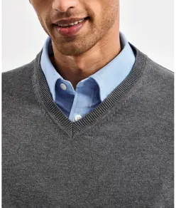 Maglione uomo con scollo a V in misto cotone Asquith & Fox