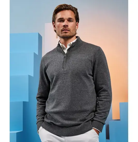 Maglione uomo con zip a ¼ in misto cotone Asquith & Fox
