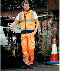 Pantaloni cargo alta visibilità in policotone con tasche per ginocchiere (HV018T/3M) YOKO