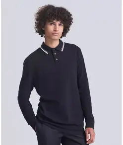 Polo a maniche lunghe con profili a contrasto 100 AWDis Just Polo's