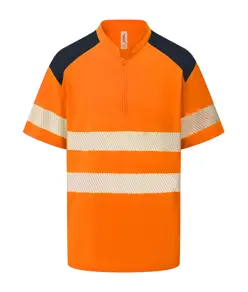 Polo alta visibilità con colletto alla coreana e zip (HVJ230) YOKO