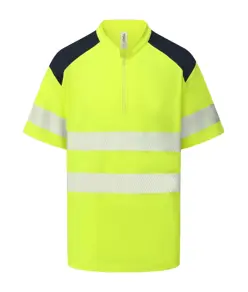 Polo alta visibilità con colletto alla coreana e zip (HVJ230) YOKO