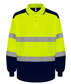 Polo bicolore a maniche lunghe alta visibilità (HVJ330) YOKO