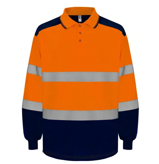 Polo bicolore a maniche lunghe alta visibilità (HVJ330) YOKO