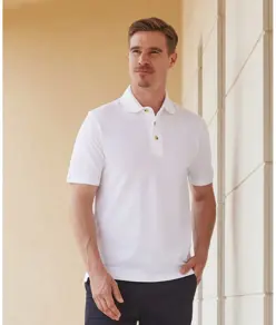 Polo classica in piqué di cotone con collo alla coreana Henbury