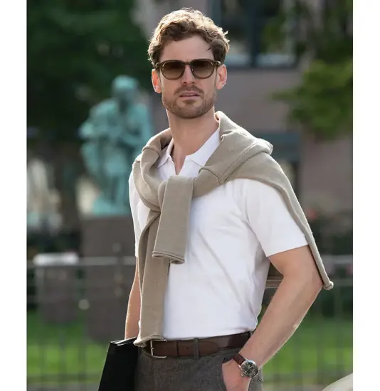 Polo con scollo a V stretch deluxe Harvard Nimbus