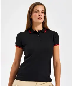 Polo donna vestibilità classica con profilo a contrasto Asquith & Fox