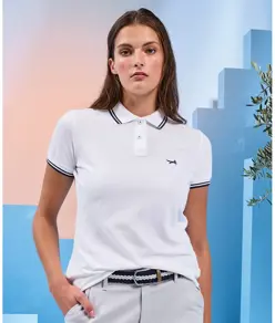 Polo donna vestibilità classica con profilo a contrasto Asquith & Fox