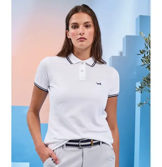 Polo donna vestibilità classica con profilo a contrasto Asquith & Fox