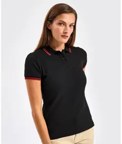 Polo donna vestibilità classica con profilo a contrasto Asquith & Fox