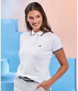 Polo donna vestibilità classica con profilo a contrasto Asquith & Fox