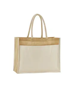 Shopper in iuta naturale inamidata con tasca in cotone Westford Mill