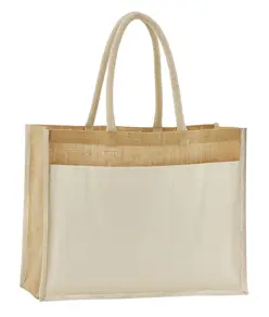 Shopper in iuta naturale inamidata con tasca in cotone Westford Mill