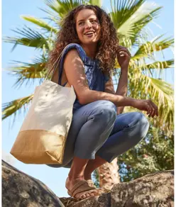 Shopper in tela con base in juta Westford Mill