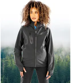 Softshell casual con cappuccio stampabile riciclato a 3 strati Result Recycled