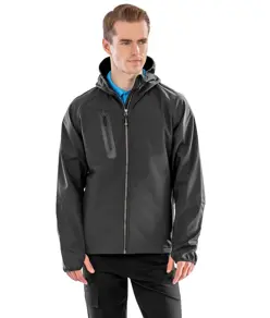 Softshell casual con cappuccio stampabile riciclato a 3 strati Result Recycled