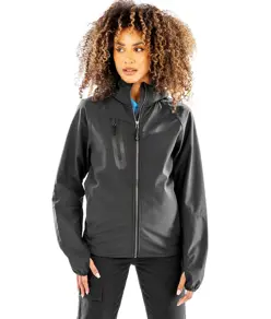 Softshell casual con cappuccio stampabile riciclato a 3 strati Result Recycled