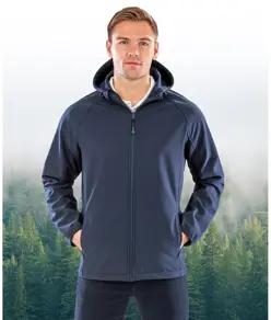 Softshell riciclato a 3 strati stampabile con cappuccio Result Recycled