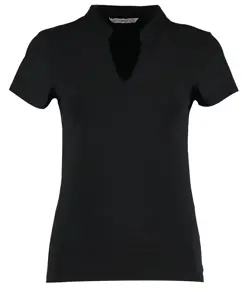 Top corporate donna a maniche corte scollo a V con collo alla coreana (taglio regular) Kustom Kit
