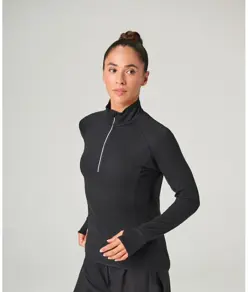 Top donna a manica lunga con zip a ¼ Tombo