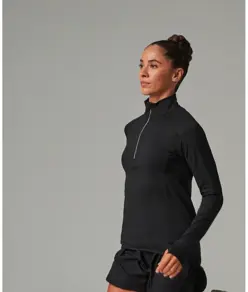 Top donna a manica lunga con zip a ¼ Tombo