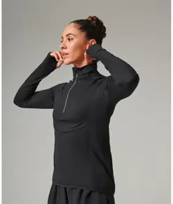 Top donna a manica lunga con zip a ¼ Tombo
