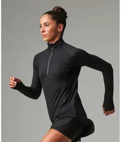 Top donna a manica lunga con zip a ¼ Tombo
