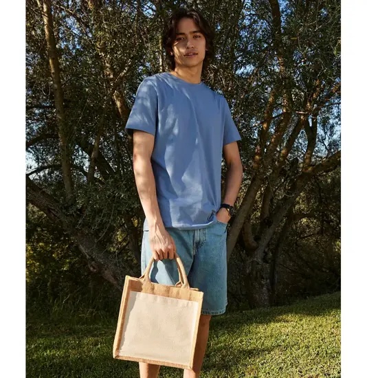 Tote bag midi in juta con tasca in cotone Westford Mill