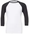 T-shirt baseball unisex triblend con maniche a ¾ Bella Canvas