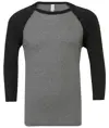 T-shirt baseball unisex triblend con maniche a ¾ Bella Canvas