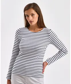 T-shirt donna a maniche lunghe Marinière costiera Asquith & Fox