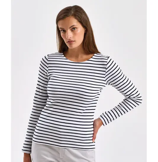 T-shirt donna a maniche lunghe Marinière costiera Asquith & Fox