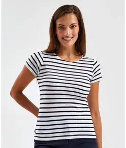 T-shirt donna coastal Marinière a maniche corte Asquith & Fox