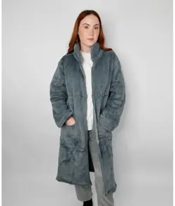 Vestaglia di lusso con zip in pelliccia sintetica stile eschimese Ribbon